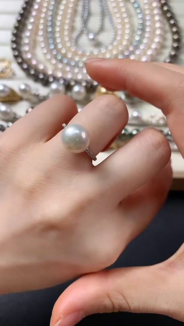 18K金镶嵌淡水珍珠戒指D414|1980