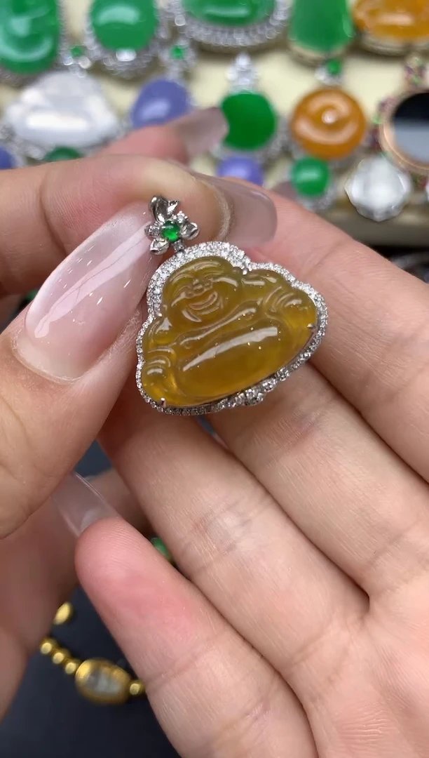 颈饰18K金镶嵌翡翠197-雪姐翡翠天天见