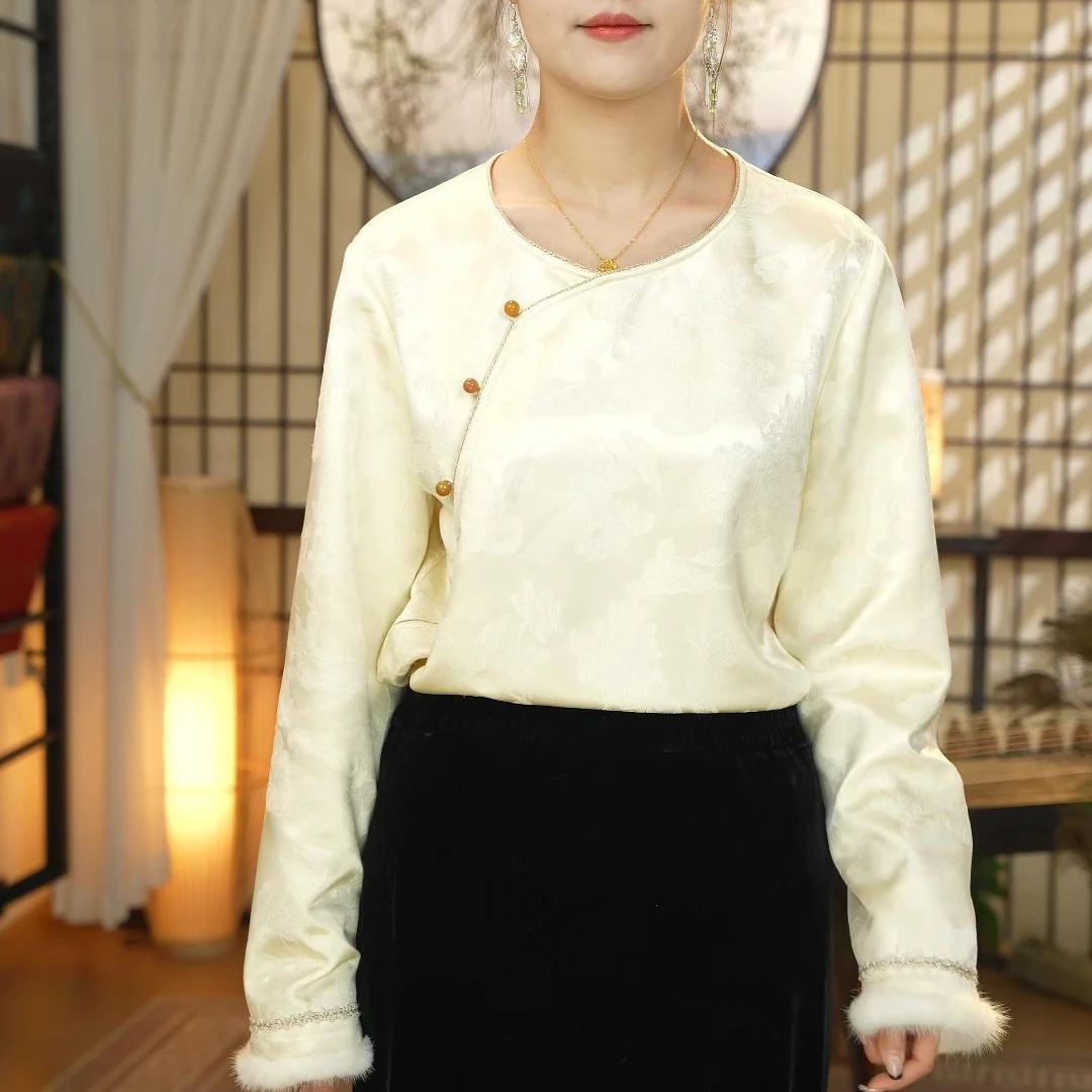 白鹿屿·满分真丝冠乐绉内搭衬衣