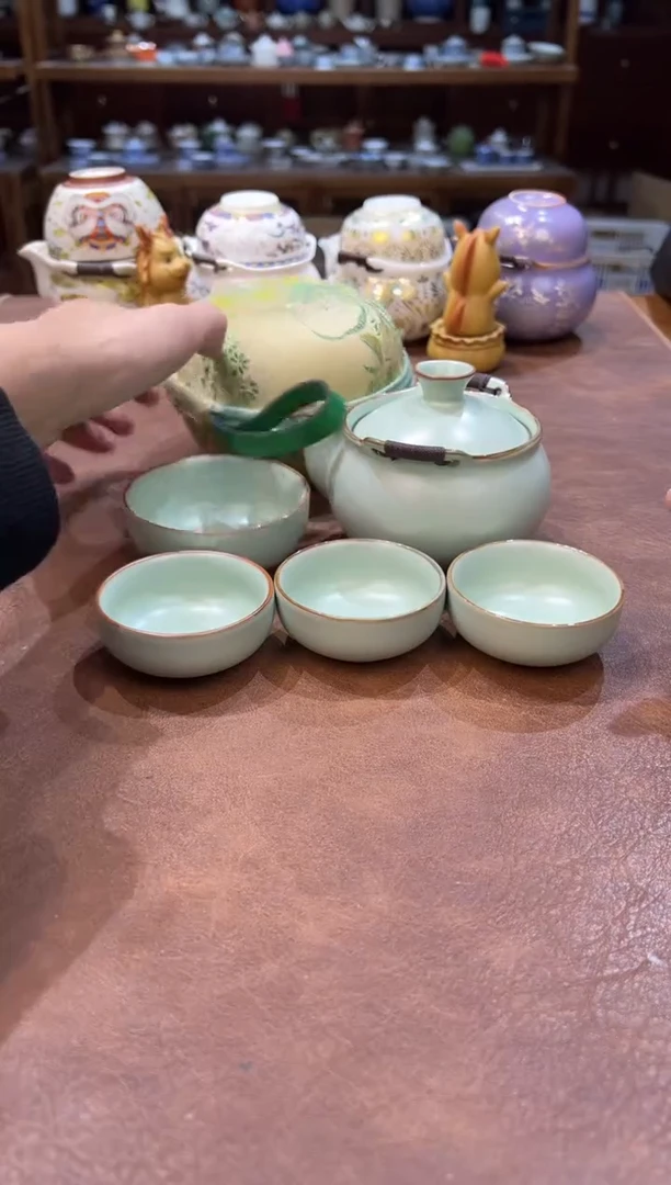 真的很便宜超好看会开片的旅行茶具