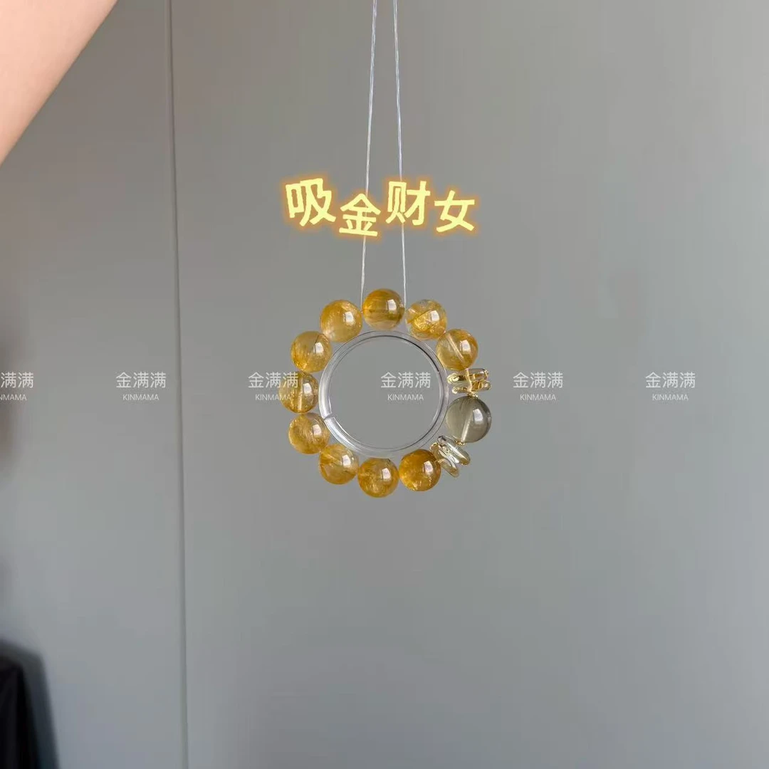 【吸金财女】天然水晶黄胶花手串13-14/15-16M B425