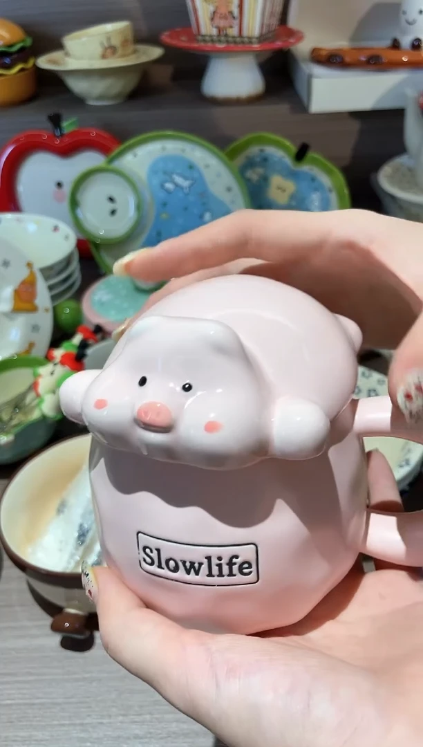 陶瓷小猪 杯子 粉色