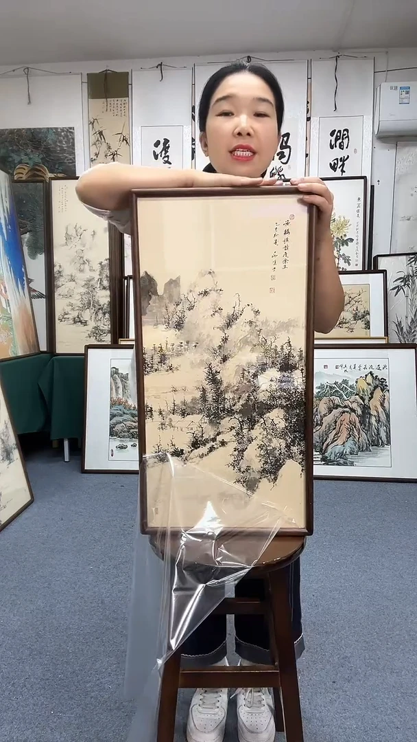 国画35*68实木画框京东包邮手绘