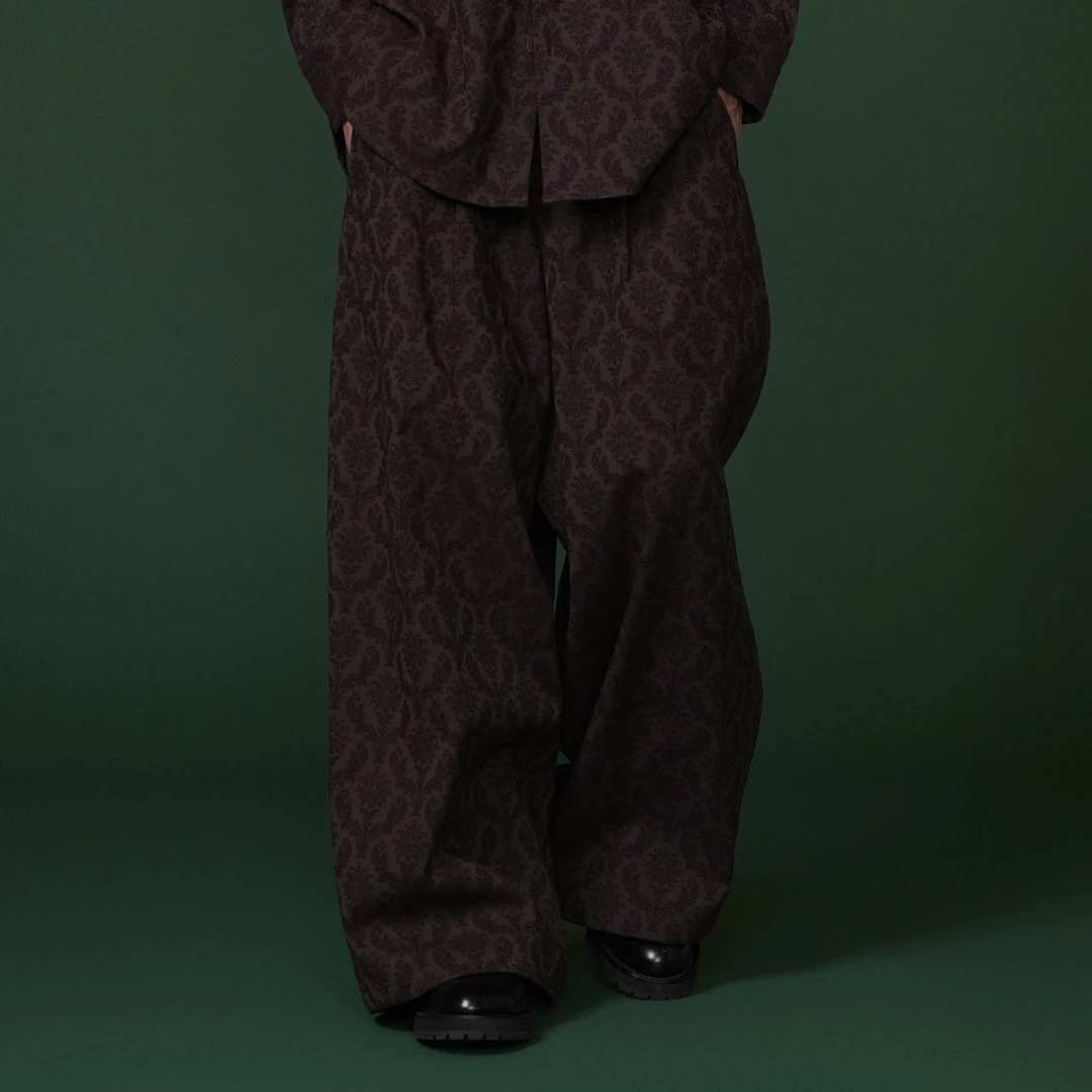 定制提花阔型时装高级感宽松休闲直筒长裤6811