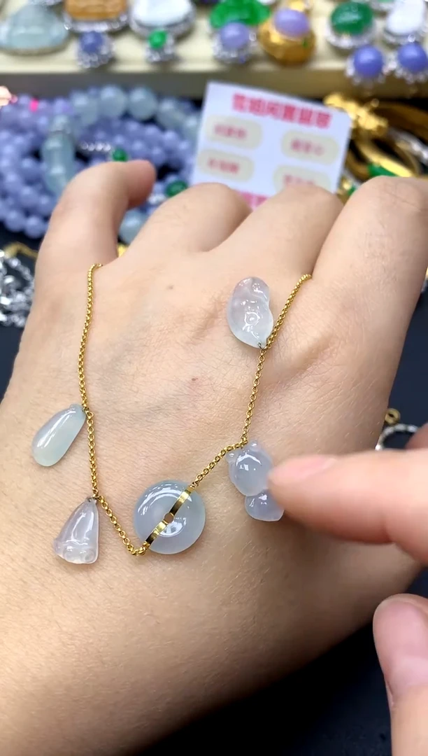 18K金镶嵌手链翡翠59-中国好珍宝