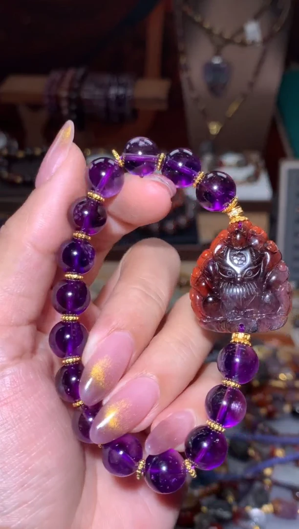 未镶嵌珠宝半成品水晶紫极光DIY手串