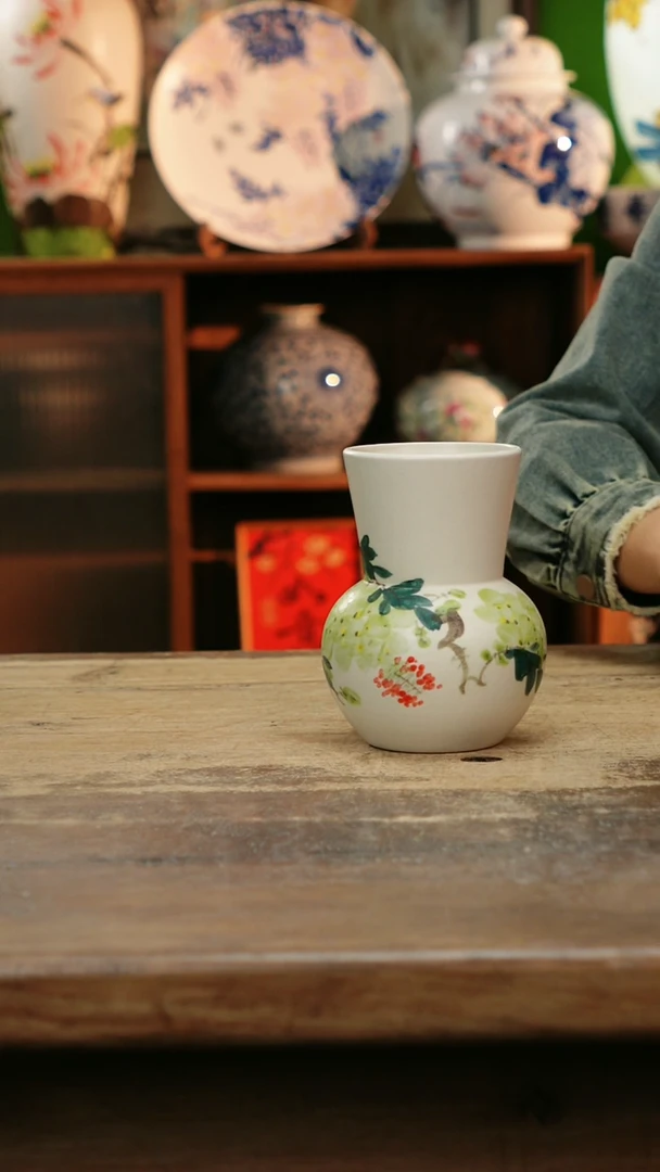 瓷片 景德镇纯手工釉下彩精品花瓶