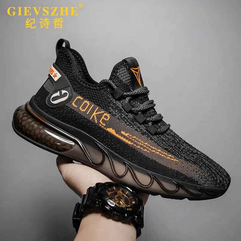 纪诗哲软底椰子鞋轻便新款潮流透气网面男士飞织运动鞋轻奢男鞋