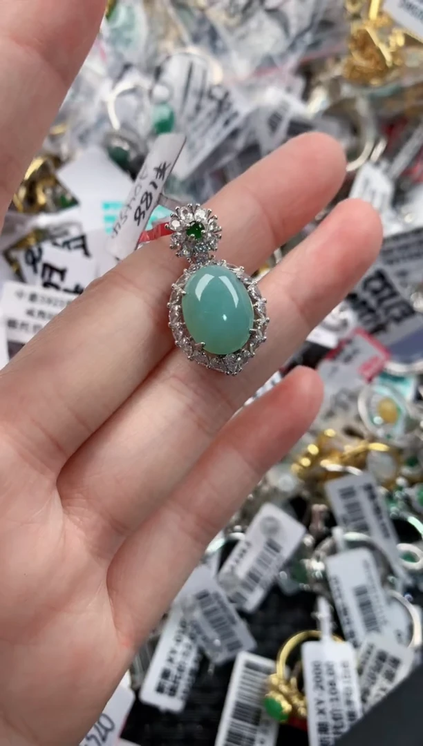 银S925镶嵌戒指翡翠333---1