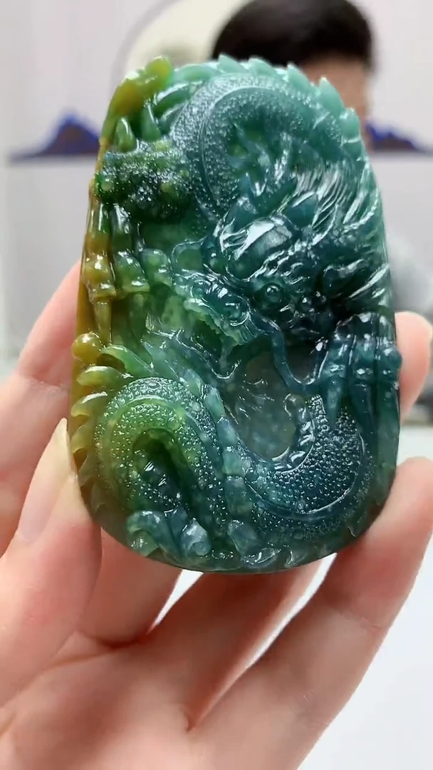 【闪购商品】定制翡翠未镶嵌4917zm-毛货挂件龙牌162