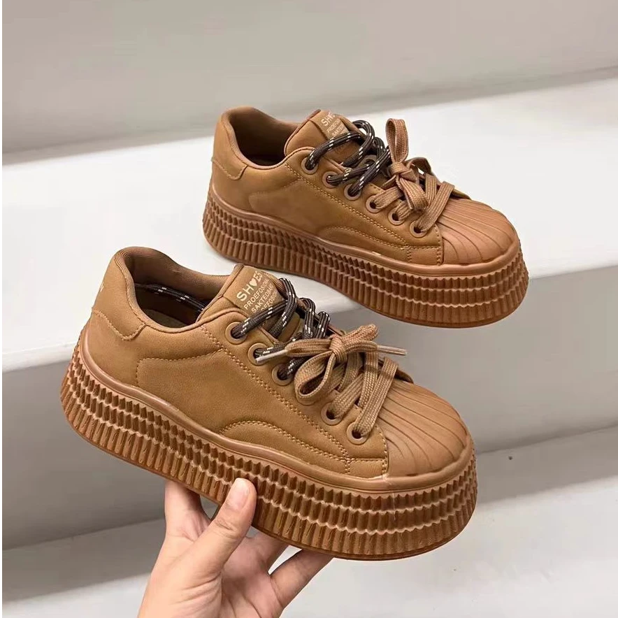 2025年春季新款百搭松糕款式饼干头休闲鞋W3016