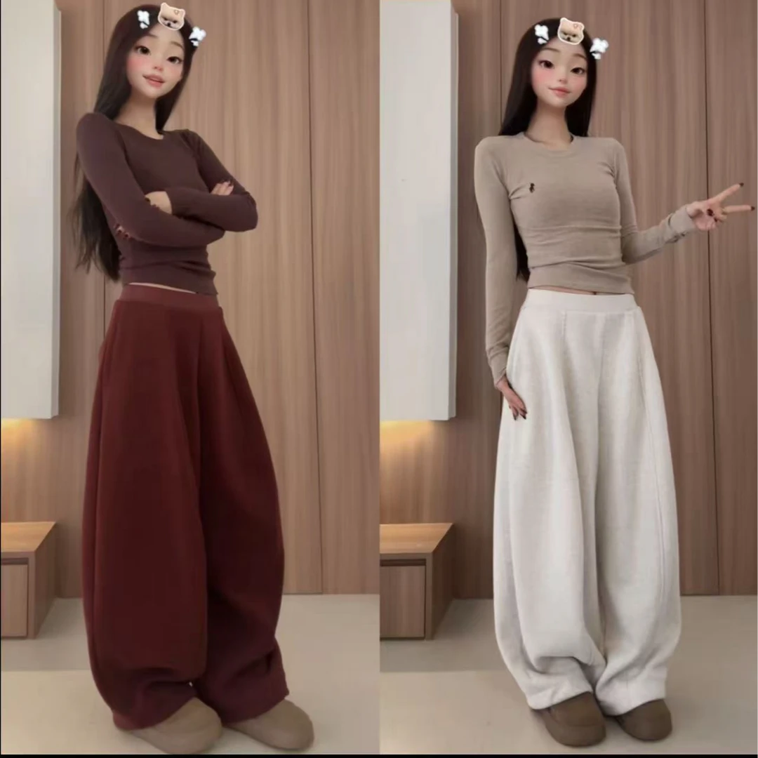 保暖气质长裤春季垂感秋冬冬季女款红裤休闲休闲裤