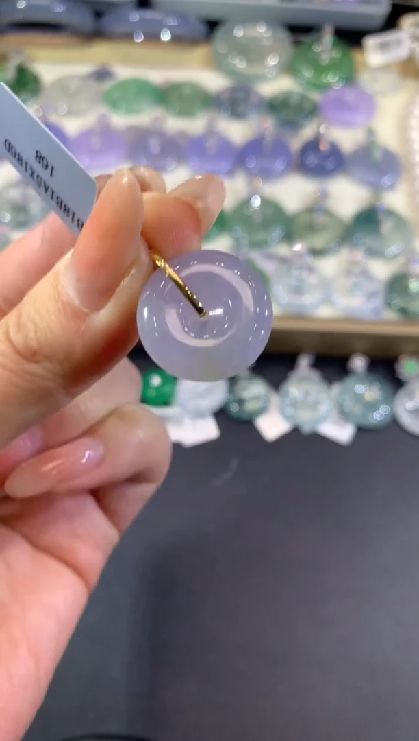 吊坠(不含链)18K金镶嵌翡翠17-扣子（多样性发货一件