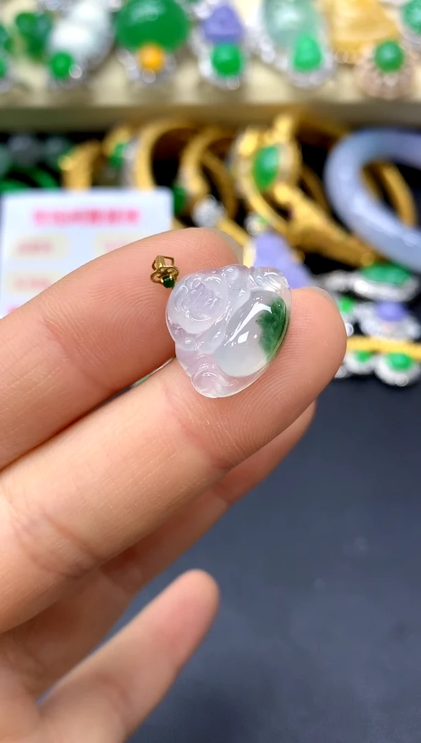 颈饰18K金镶嵌翡翠59-中国好珍宝