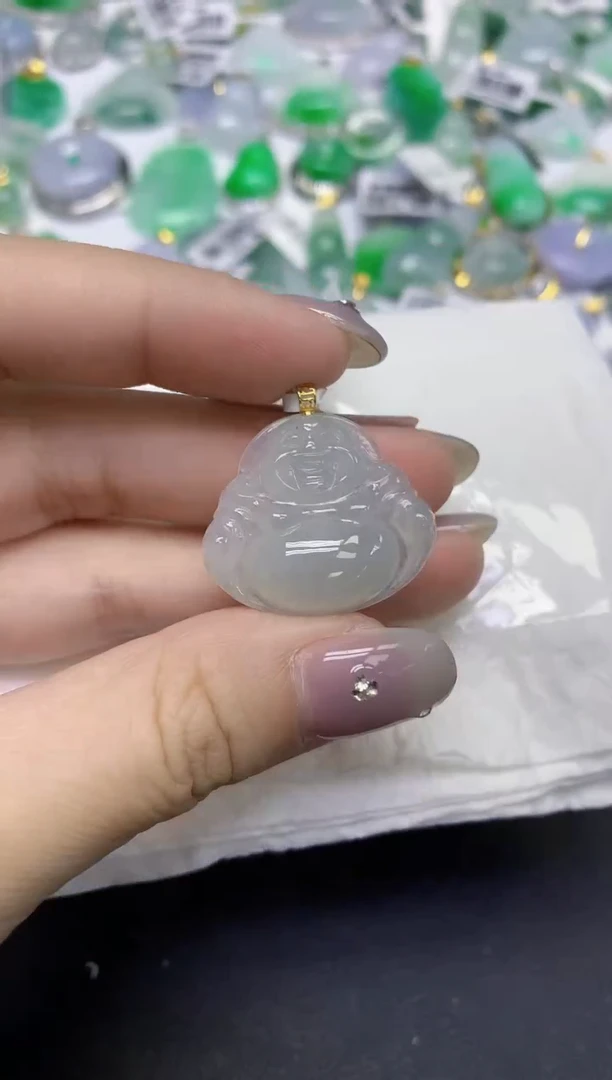 颈饰18K金镶嵌翡翠天然缅甸翡翠A货百元以上9元证书费自理