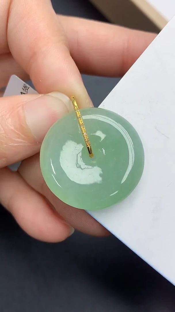 颈饰18K金镶嵌翡翠天然缅甸A货百元以上9元证书费自理