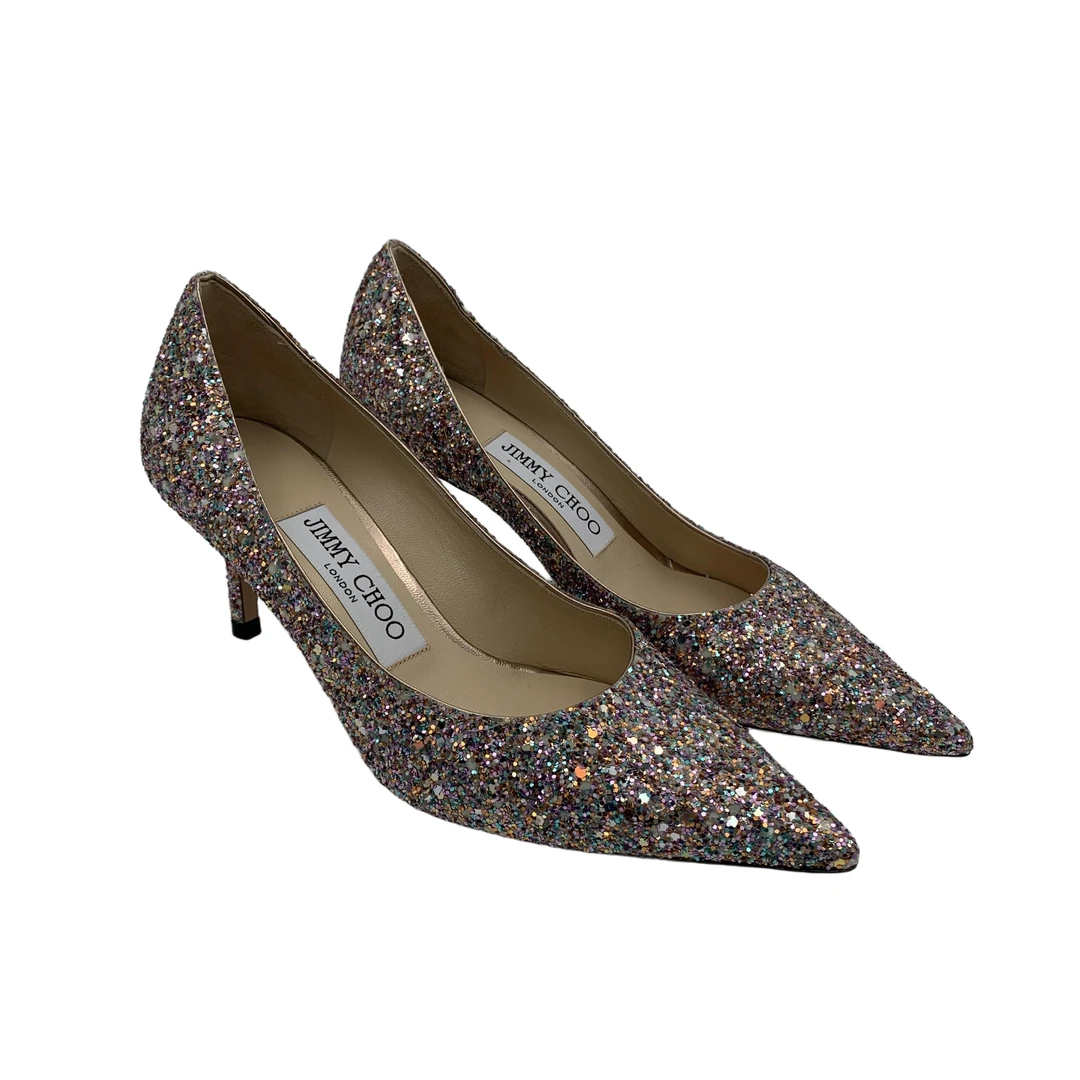 99新 JIMMY CHOO/吉米周 10周仰杰女士吉米周亮片高跟鞋34码