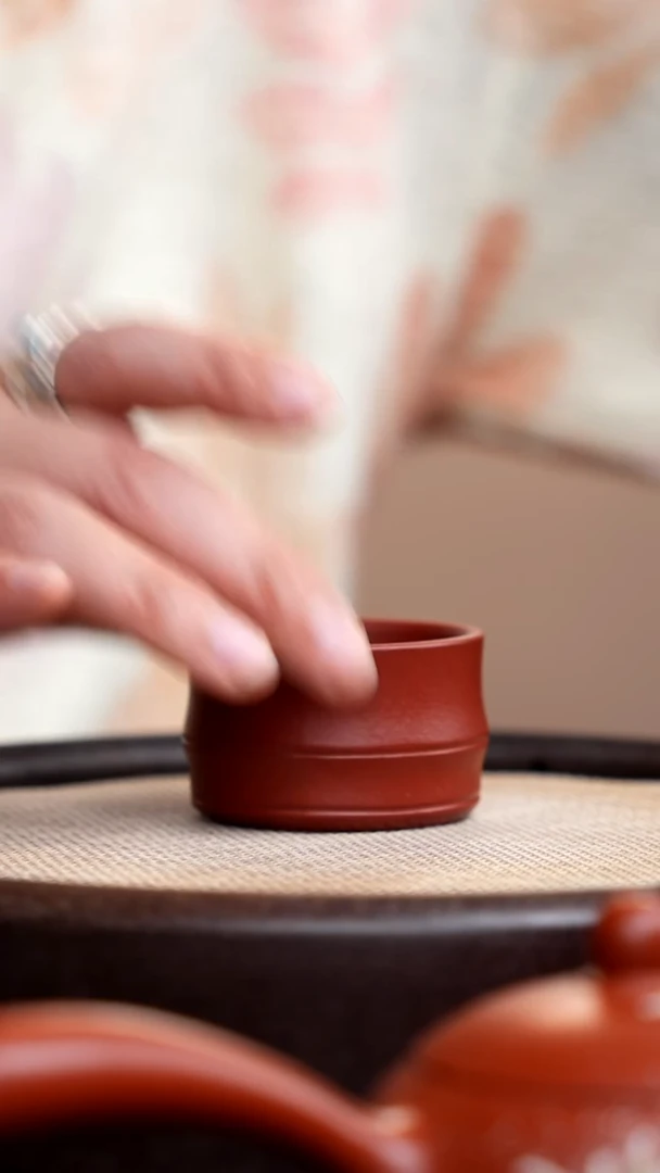 茶壶紫砂朱泥竹节小杯