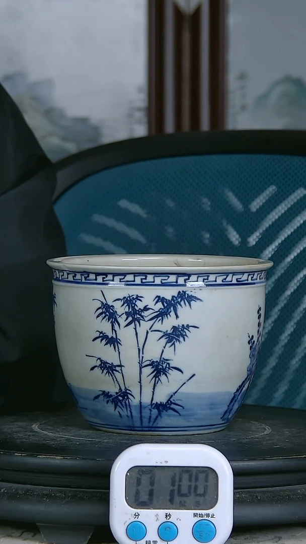 陶刘*青壶精绘花卉图缸