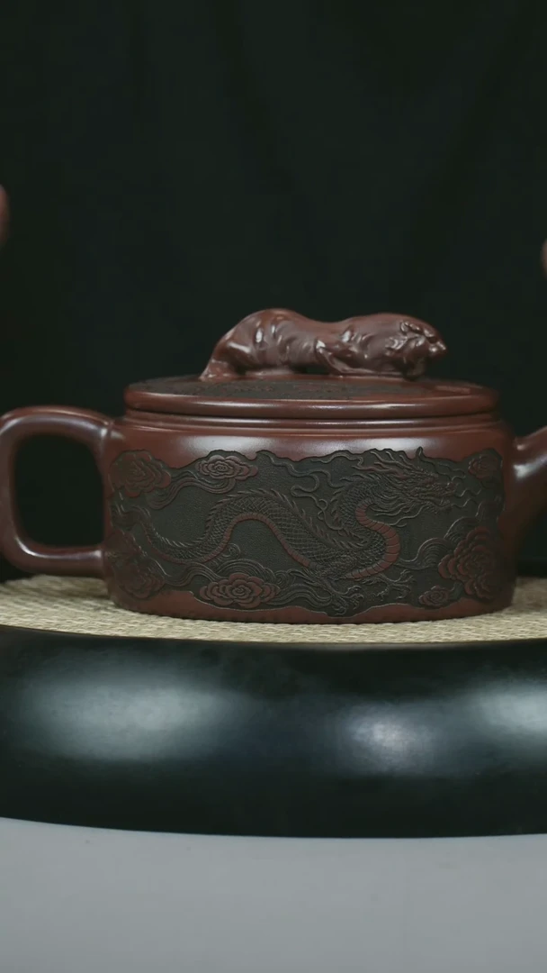 茶壶紫砂 原矿石红 卧虎藏龙