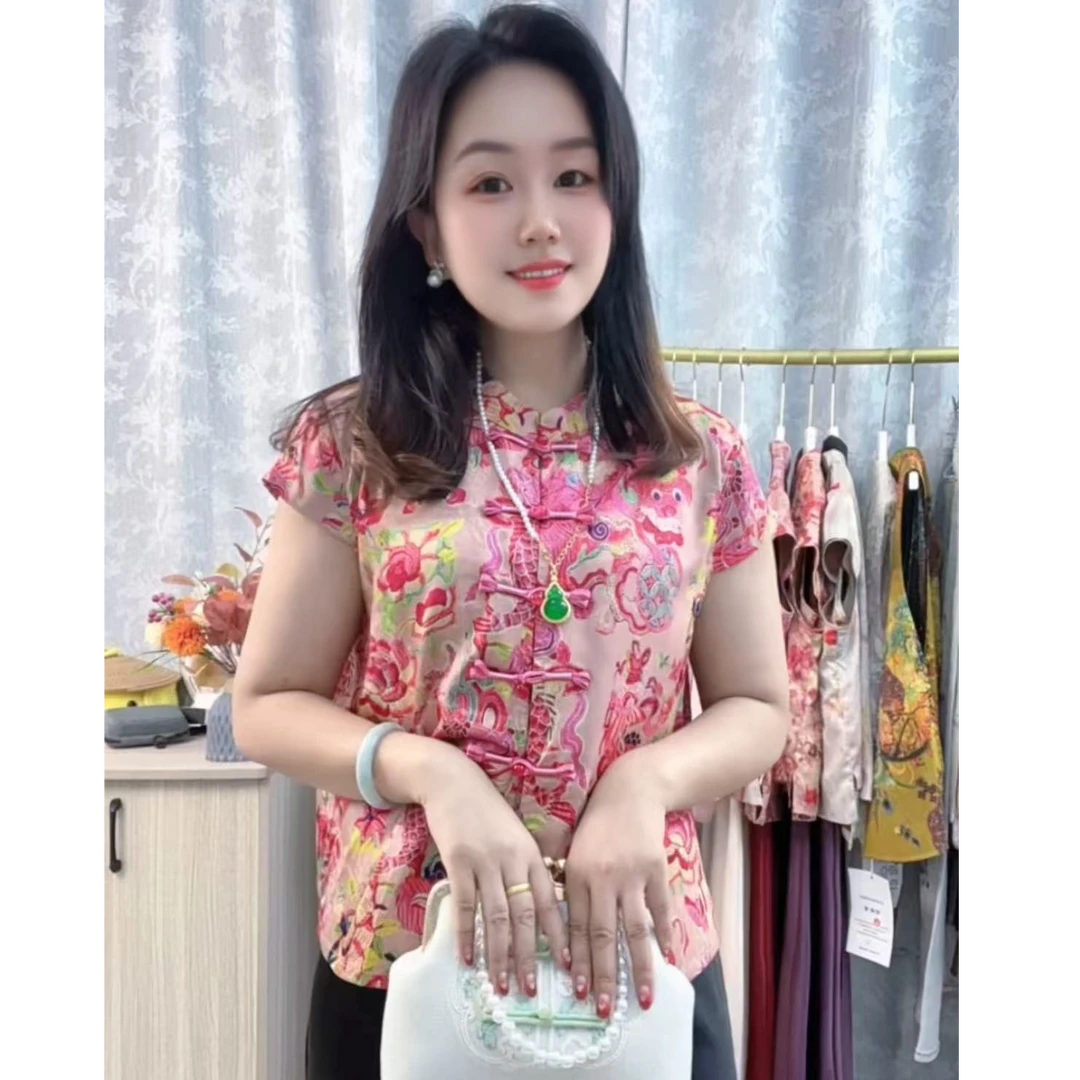 【如鱼得水】马甲百搭夏季提花圆领常规款马夹无袖印花气质时尚上衣