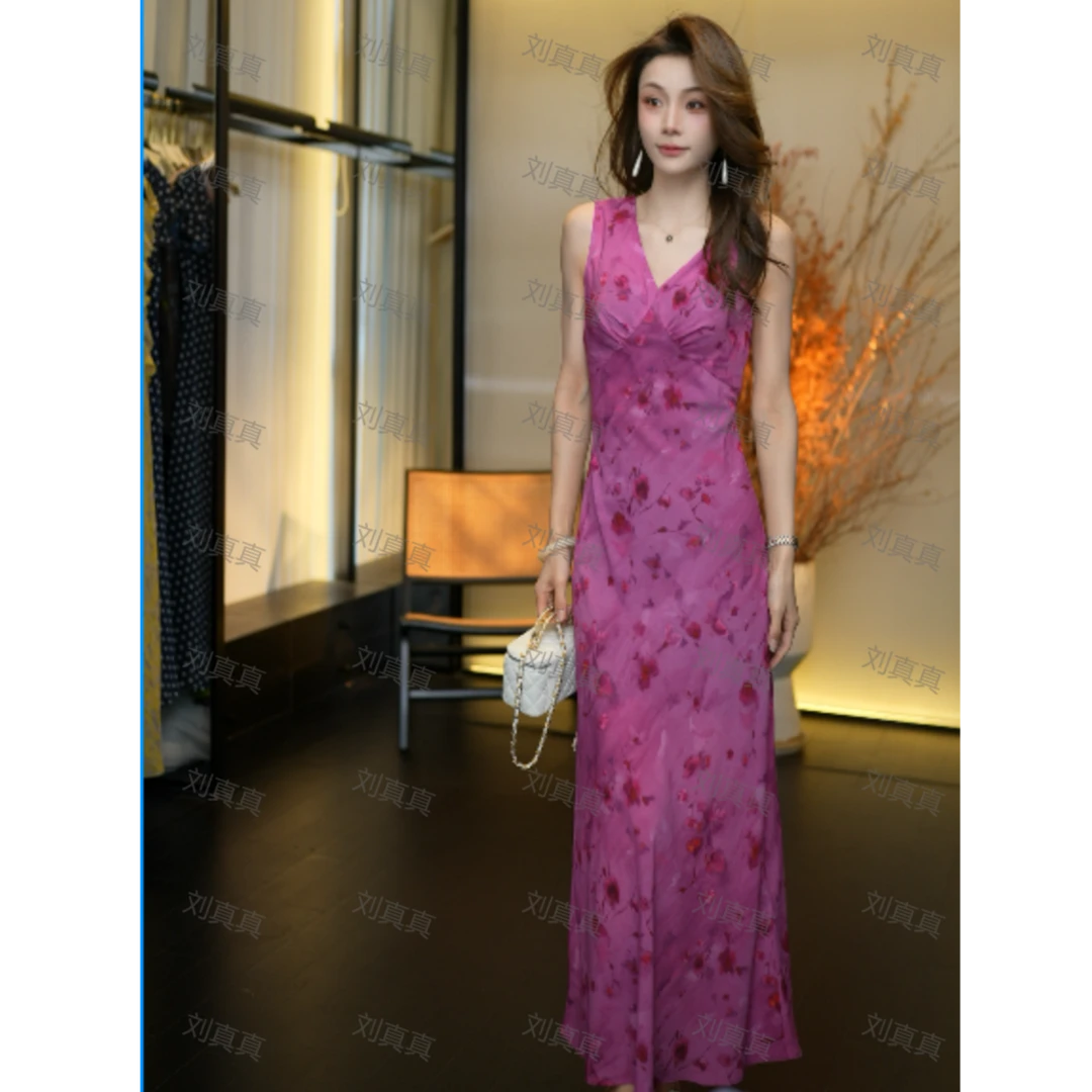 【刘真真繁花佳人】Z702法式慵懒风长裙连衣裙蕾丝气质连衣裙QC