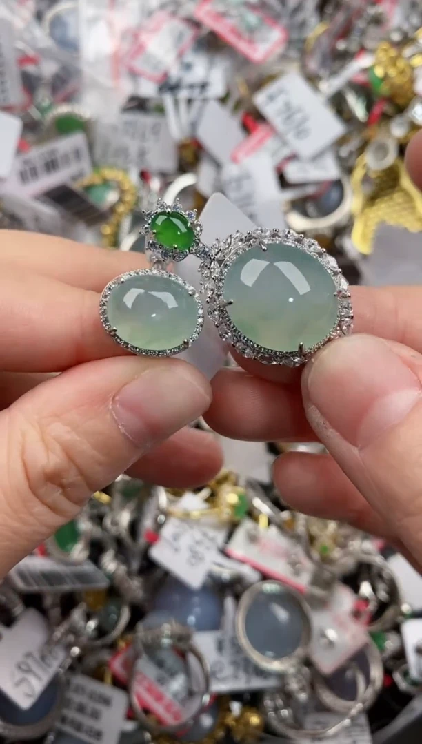 银S925镶嵌戒指翡翠7777----7