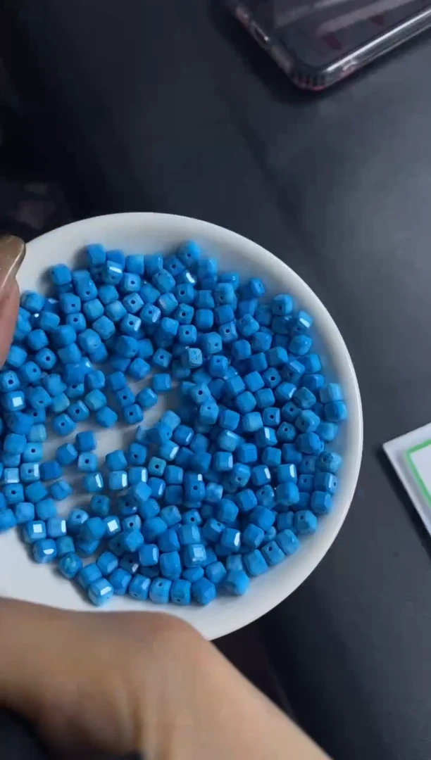 【闪购商品】玛瑙/玉髓颈饰未镶嵌W2205高瓷蓝松方糖5mm*20颗