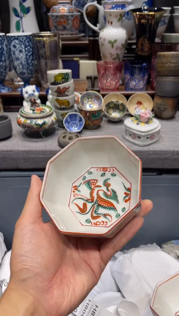 瓷片橘吉赤绘小碗