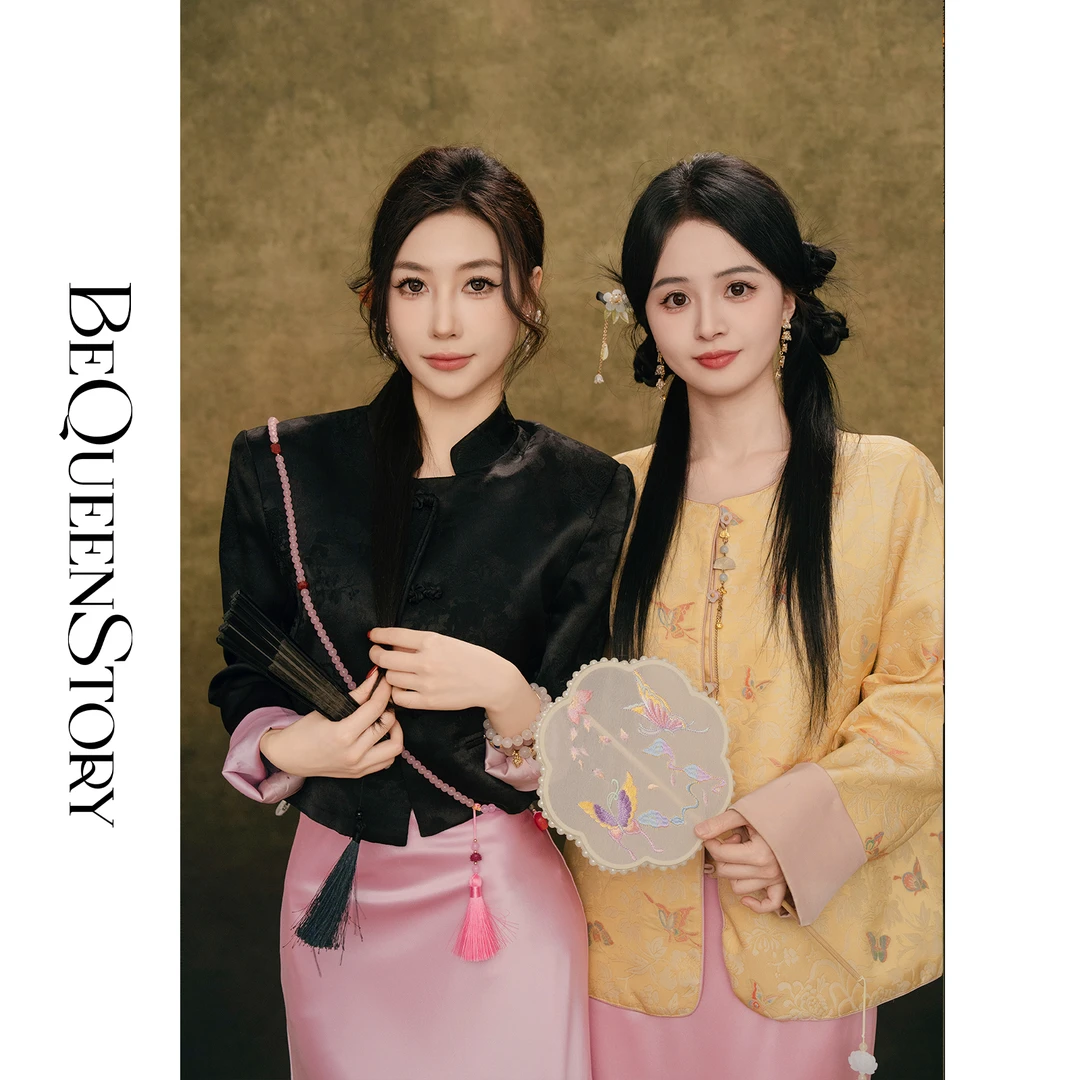 BeQueenStory【月满西楼】新中式气质时尚复古盘扣立领短款外套新款