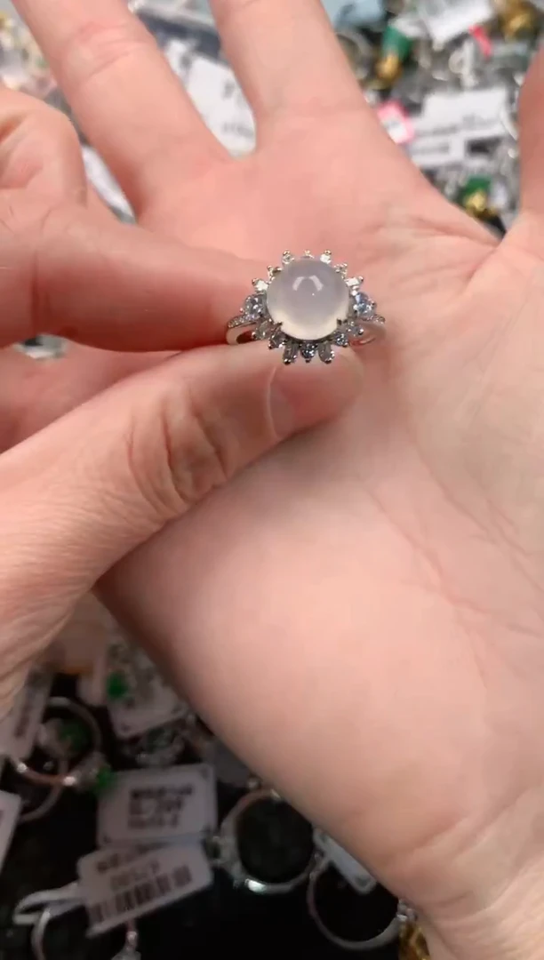 银S925镶嵌戒指翡翠44444   4