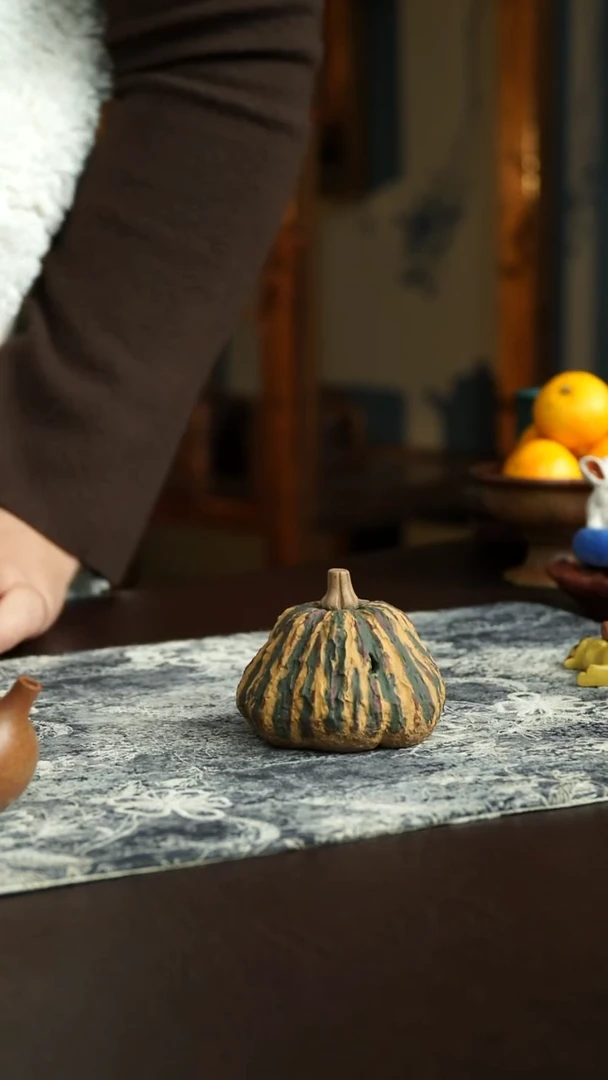 茶杯紫砂56号 南瓜盖置 宜兴紫砂原矿作品