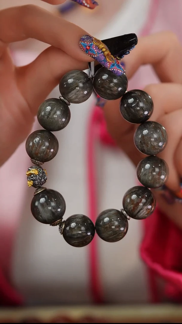 【闪购商品】水晶手串未镶嵌D2214C 灰兔毛手串