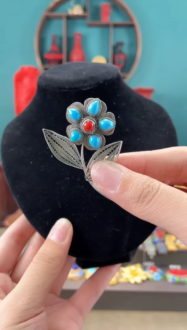 非遗手工花丝镶嵌吊坠