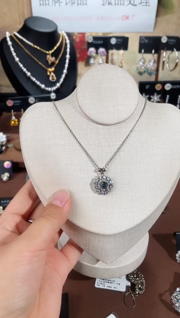 合金925银锆石项链7135