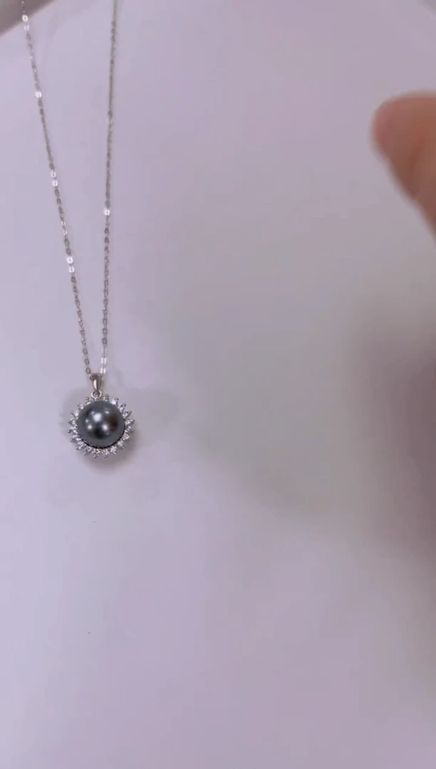 【闪购商品】拼合珍珠（马贝珠）颈饰银S925镶嵌年货大溪地太阳花套链