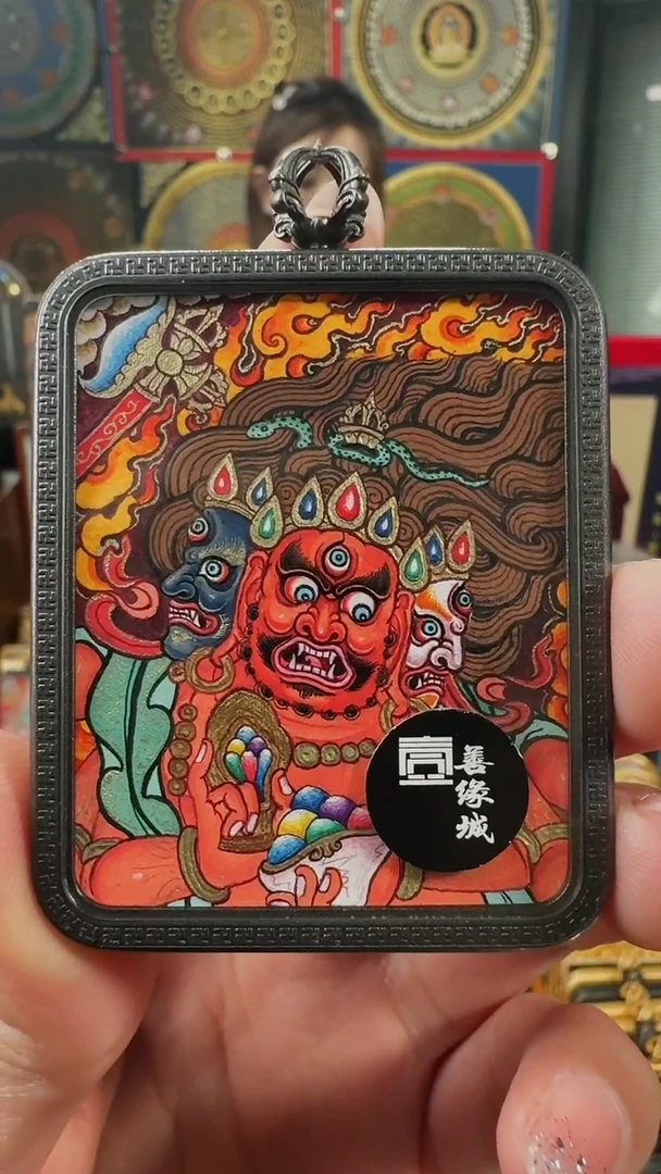 吊坠壹善缘城手绘唐卡红C