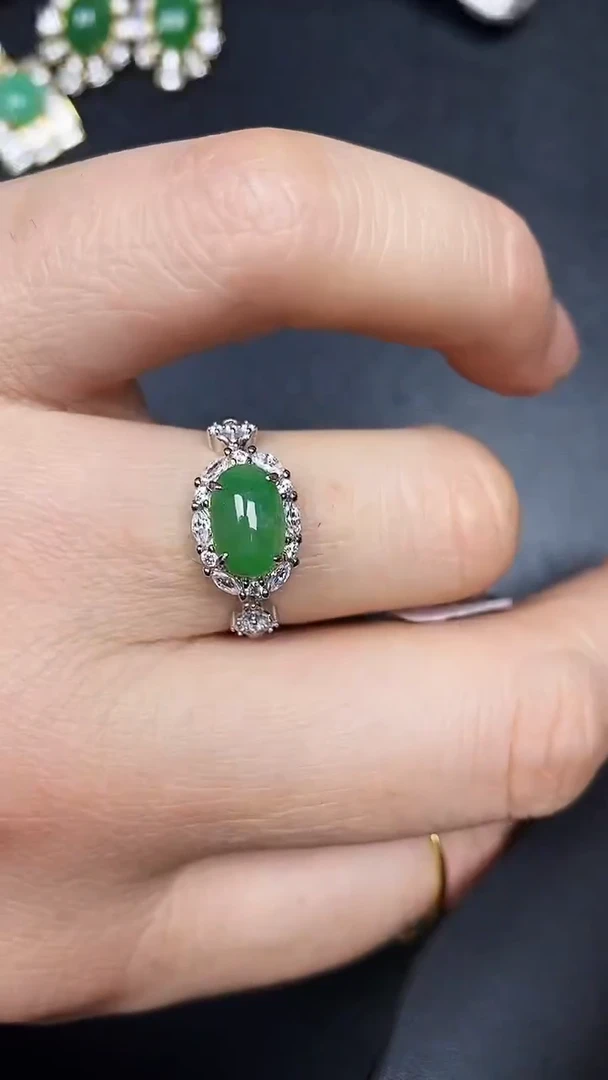 银S925镶嵌戒指翡翠5600