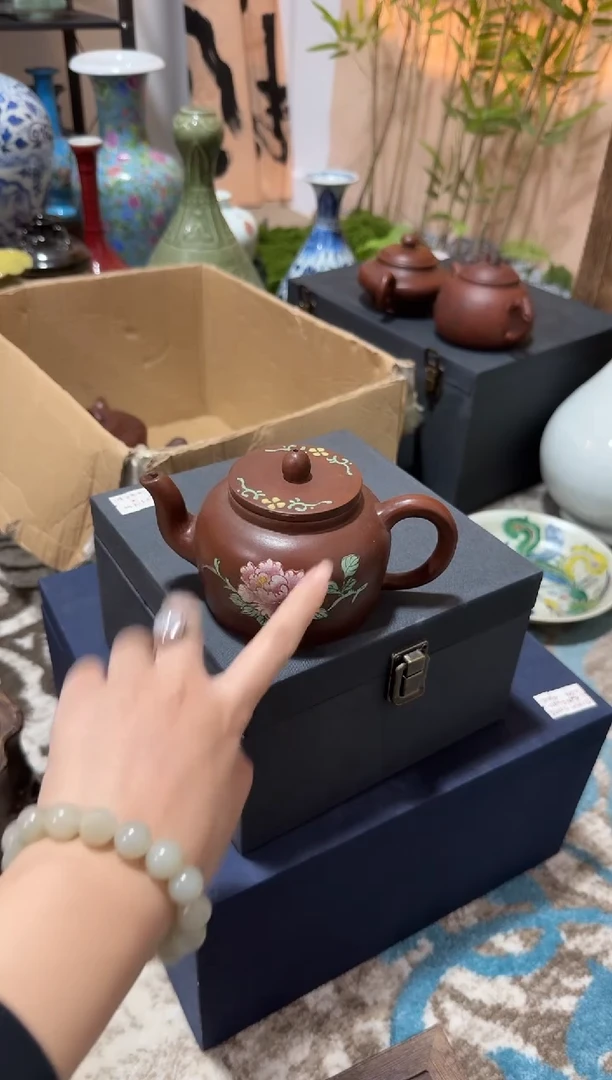 摆件紫砂贴绘 老紫泥紫砂