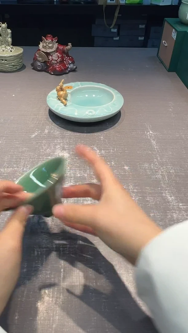 【闪购商品】龚倩 梅子青 螭龙斗笠盏