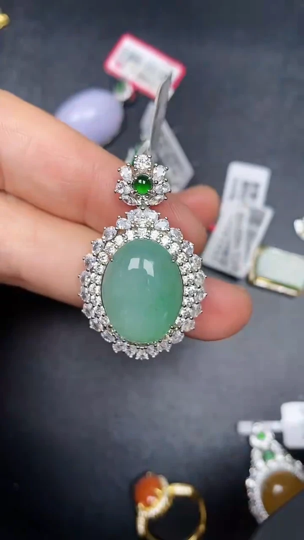 银S925镶嵌戒指翡翠3390