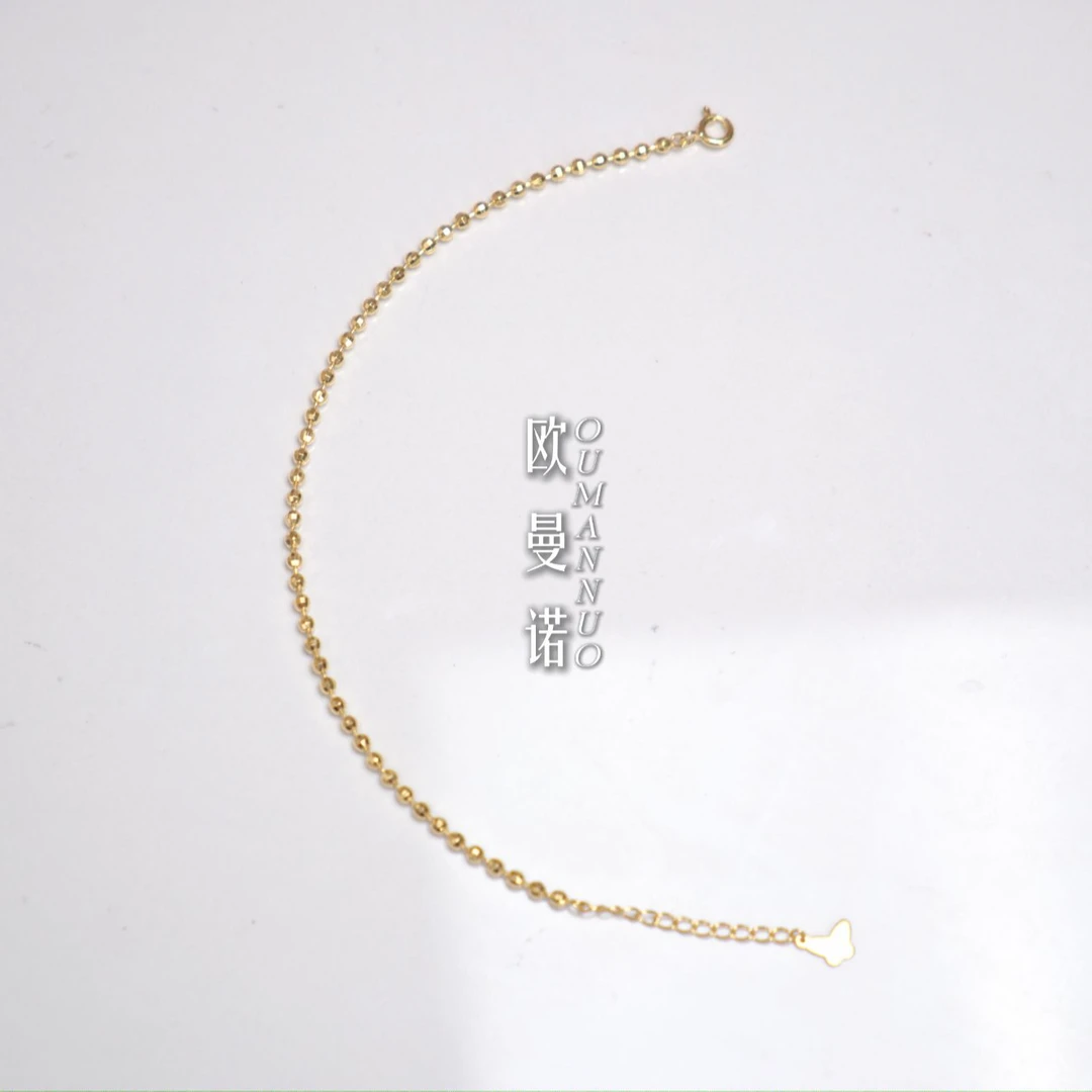 足银手链 纯银镀14K金镭射珠手链