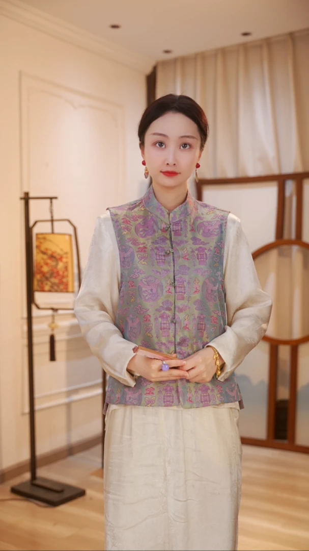 团凤 | 2025夏季新国风新中式百搭女士时尚双面穿马甲5400小文