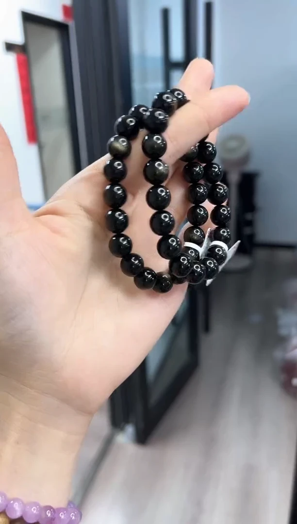 黑曜岩未镶嵌手链YW1138黑曜石手链10+多样性发一