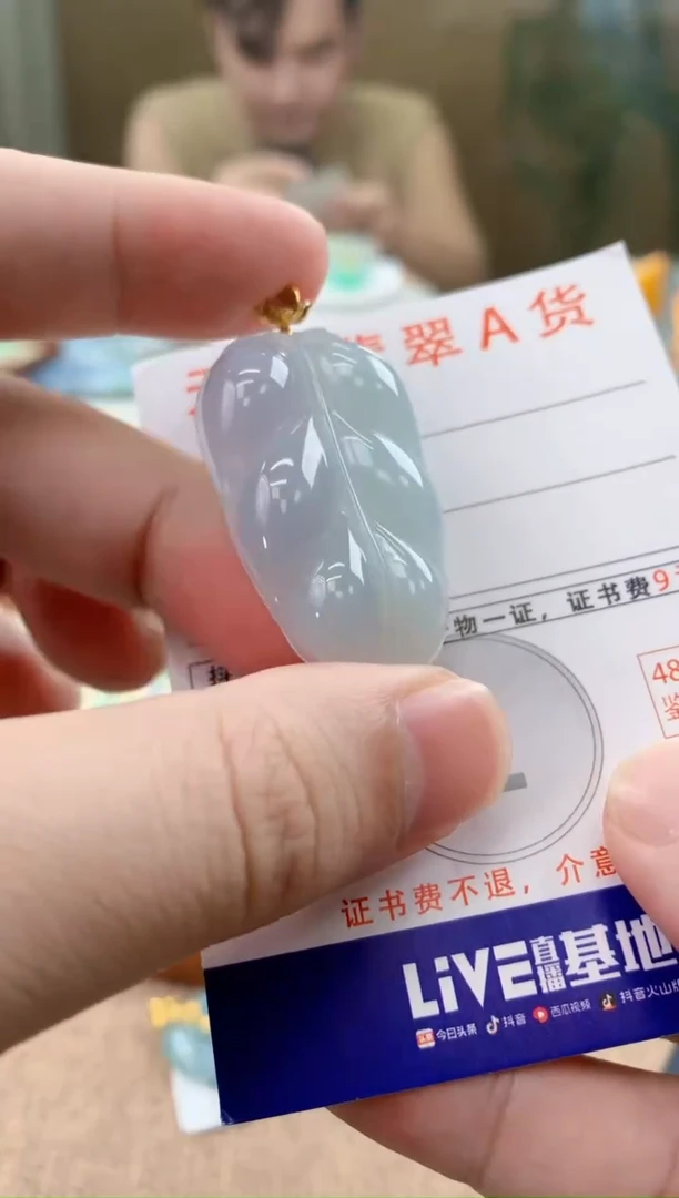 颈饰18K金镶嵌翡翠天然A货翡翠挂件