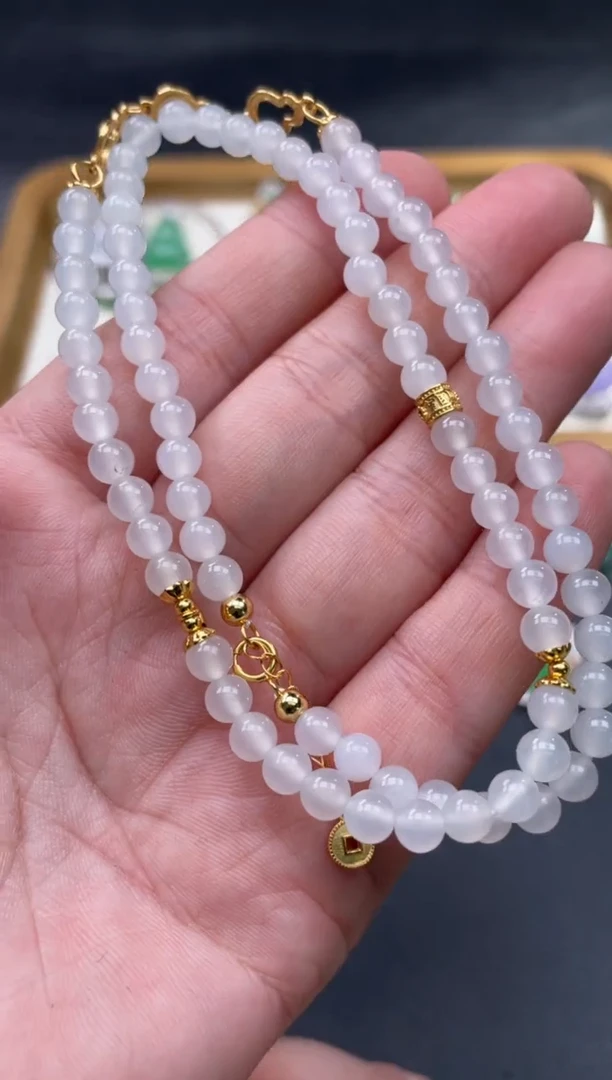 【闪购商品】和田玉珠串银S925镶嵌30..........