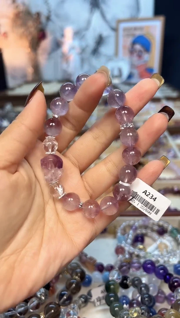 【闪购商品】水晶手链未镶嵌A234 天然紫兔毛+爬爬狐
