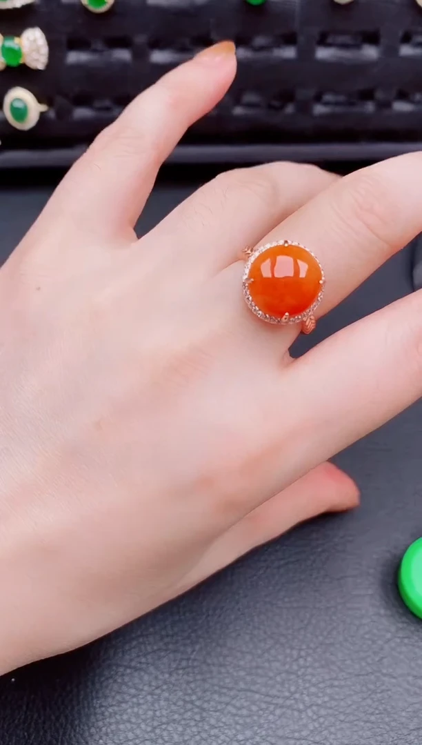 【闪购商品】翡翠戒指银S925镶嵌天然a货翡翠166