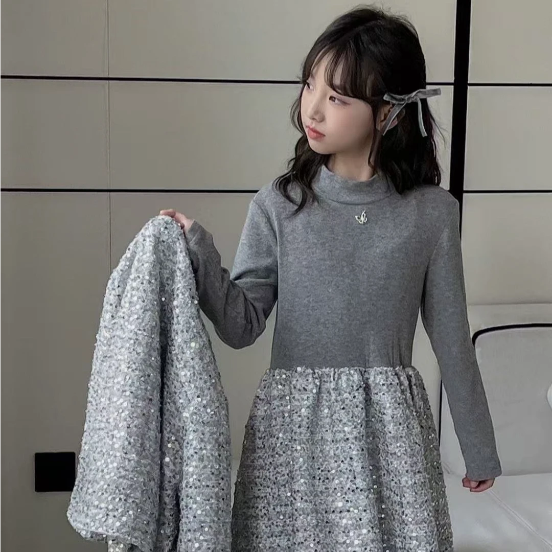 秋冬女童灰色连衣裙 套装1171驰系