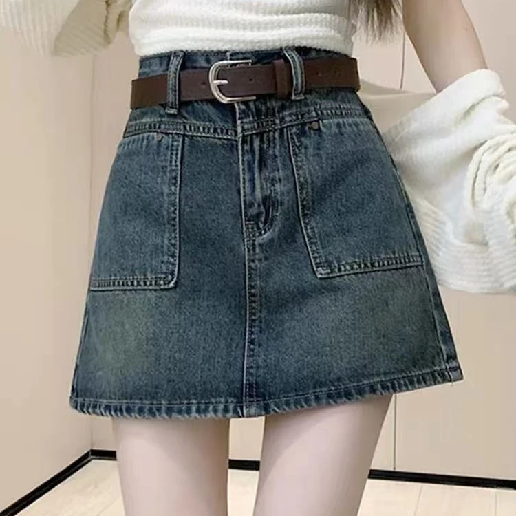 251-300A字牛仔短裙ins显瘦高腰时尚夏季不规则包臀百搭设计